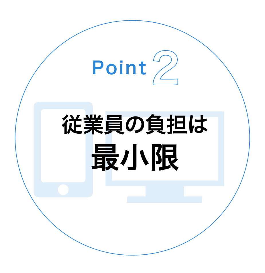 組織⼒診断サービス“Levigo”（レヴィーゴ）のPoint2：従業員の負担は最小限